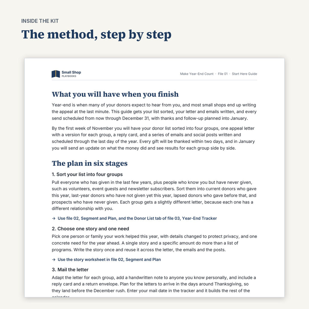 A page inside the Make Year-End Count Start Here Guide